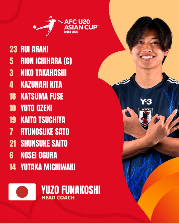  日本U20vs敘利亞U20首發(fā):高橋仁胡、佐藤龍之介出戰(zhàn) 高岡伶颯替補(bǔ)