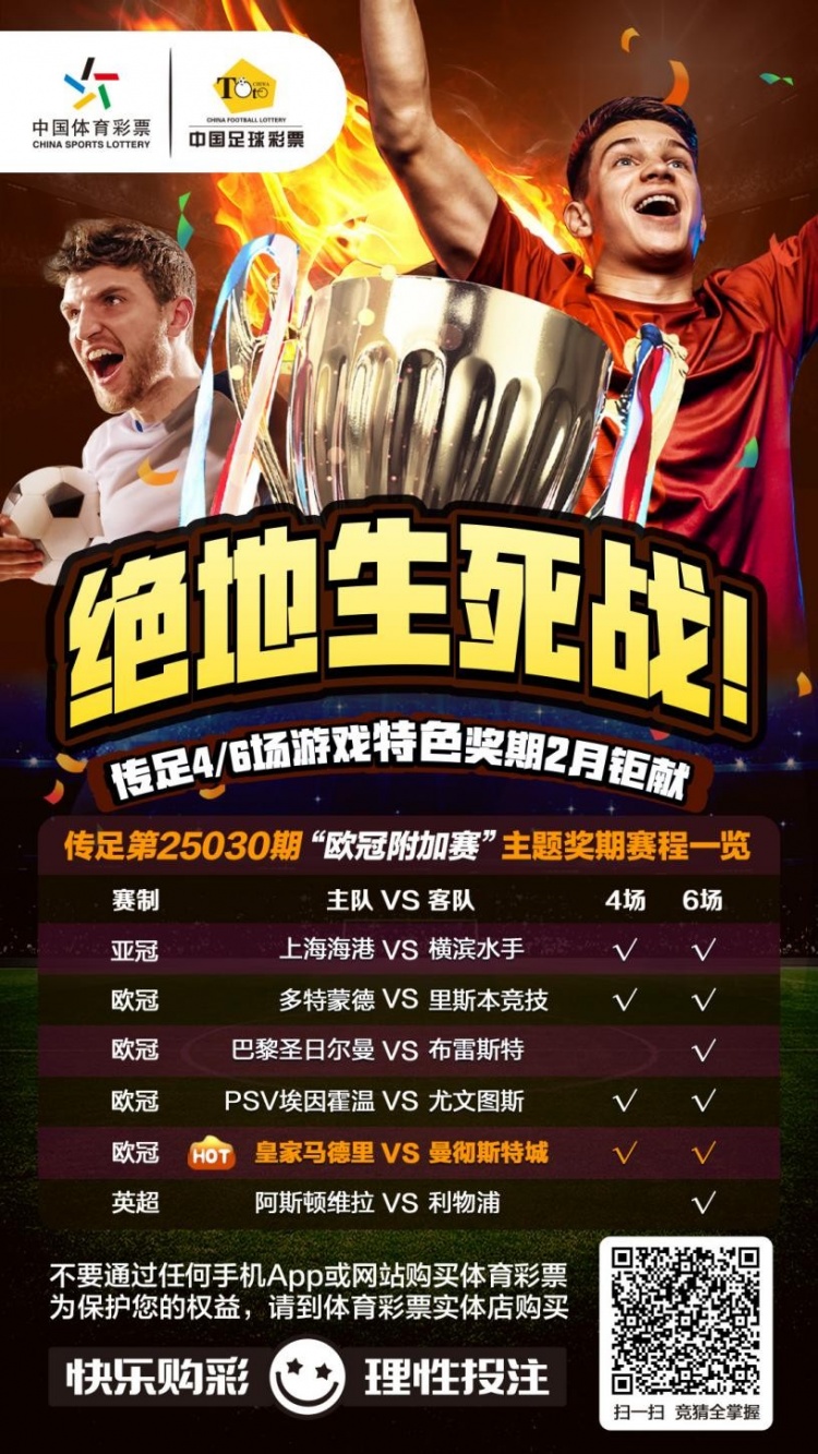  絕地生死戰(zhàn)！傳足特色獎期第25030期聚焦歐冠附加賽