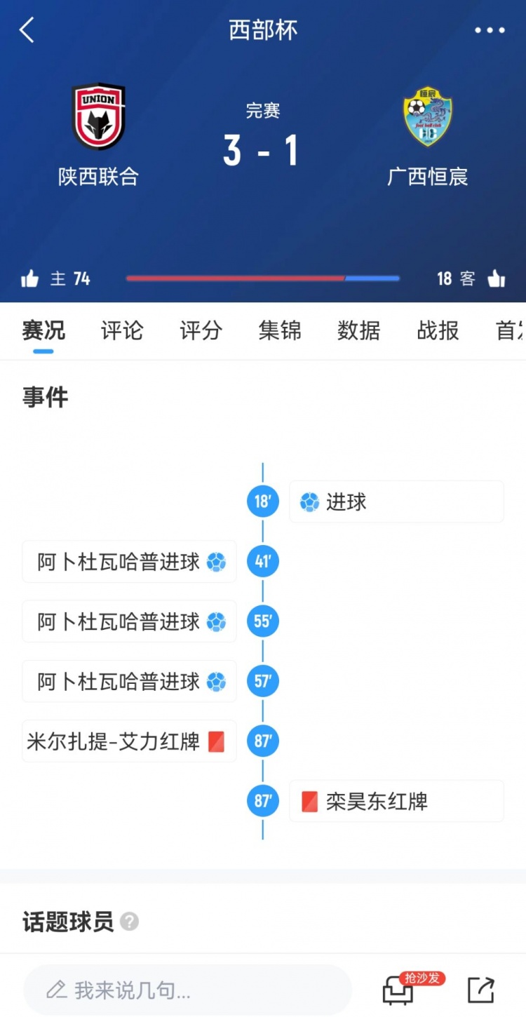  陜西聯(lián)合3-1擊敗廣西恒宸，三戰(zhàn)全勝奪得首屆西部杯冠軍