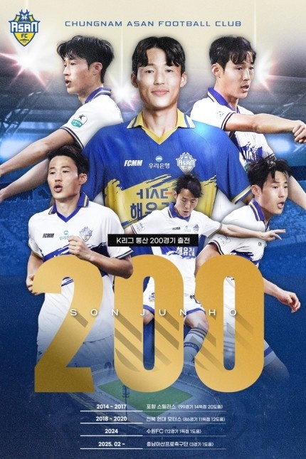 孫準浩完成K聯(lián)賽200場里程碑，貢獻26球34助